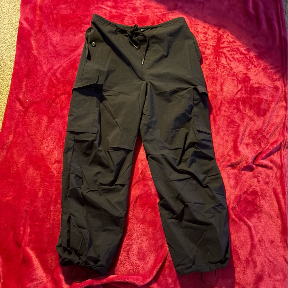 Black Baggy Cargo Casual Utility Pants